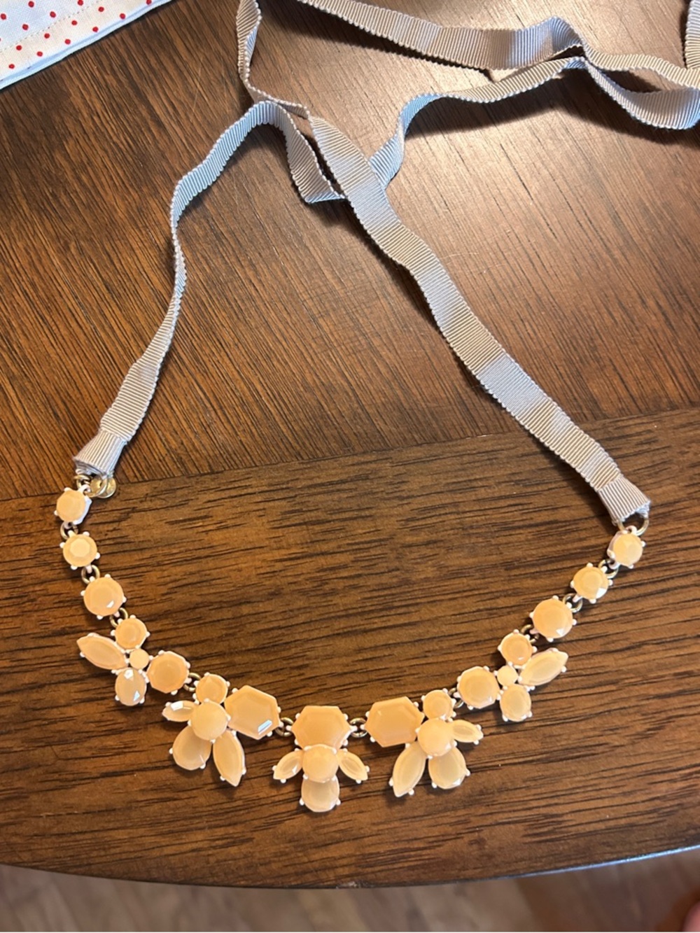 J. Crew Coated Gem Stone Ribbon Tie Statement Necklace